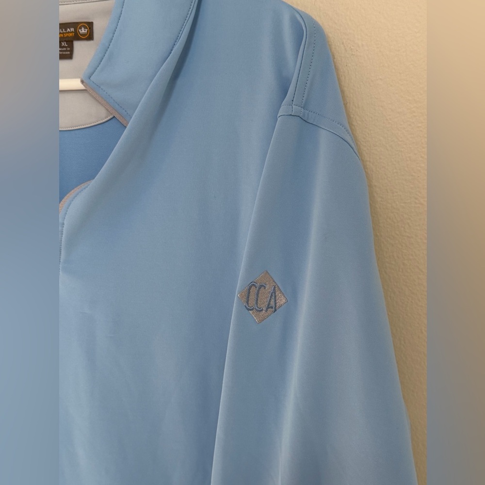 Peter Millar Crown Sport Mens XL Perth Cross-Hatch Performance 1/4 Zip Blue Golf - Picture 6 of 13